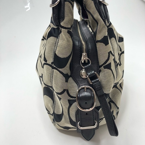COACH Kristin Signature Jacquard Canvas Hobo Handbag 3-Compartment Purse Bag - Picture 6 of 16